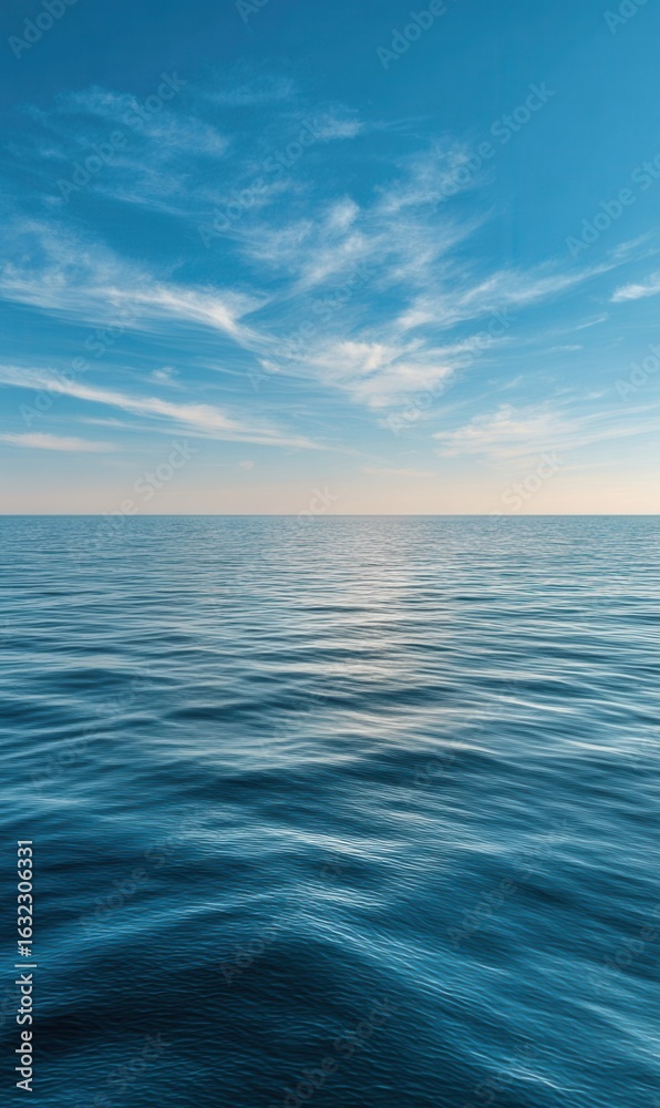 Fototapeta premium Calm Ocean Horizon With Scattered Clouds During the Daytime