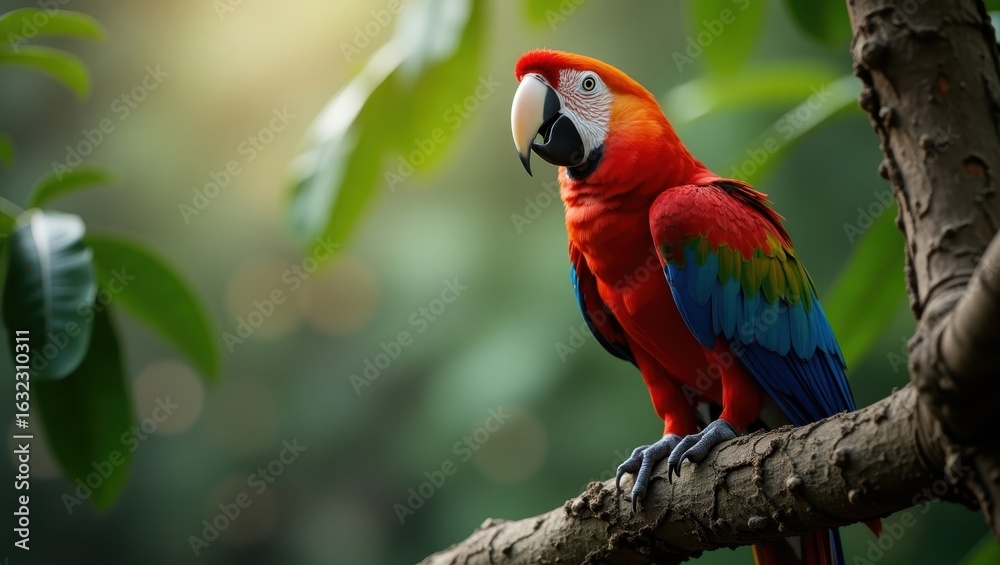 Obraz premium Vibrant macaw perched on a branch.