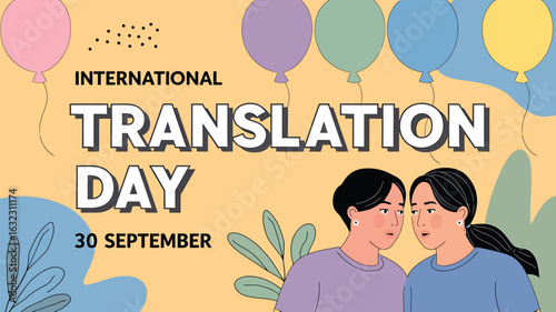 Celebrating international translation day with balloons and people