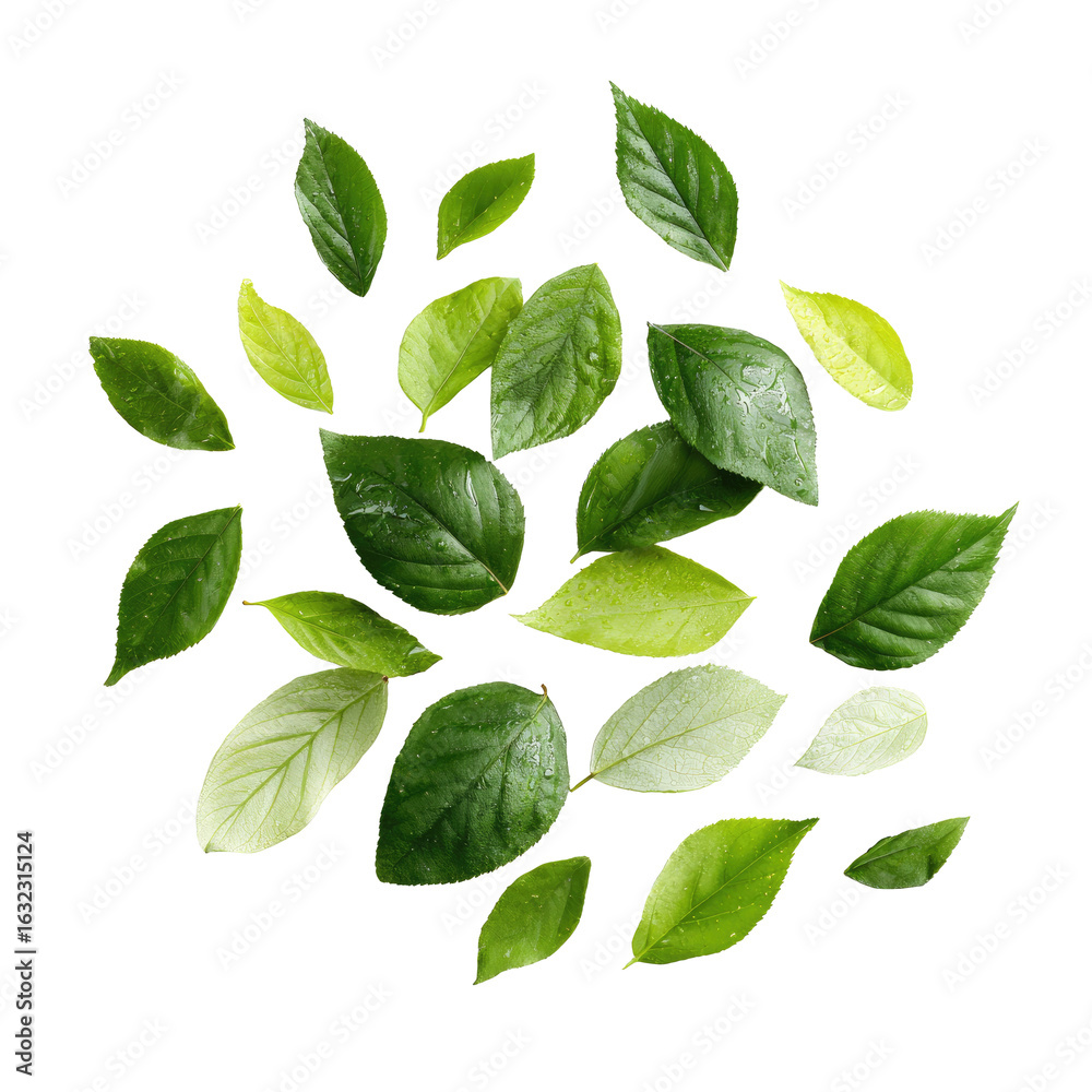 Circular arrangement of various shades of green leaves Circular arrangement of various shades of green leaves