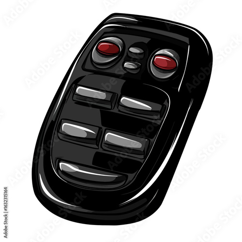 Modern car key on a white 