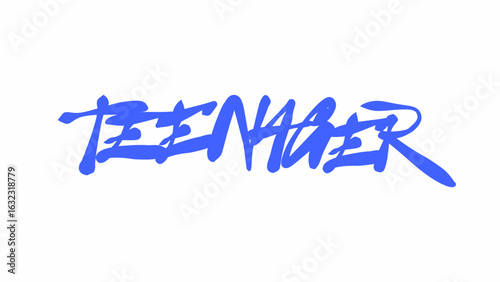 Teenager graffiti-style lettering in bold hand-drawn strokes. Energetic and urban vibe, perfect for youth branding, posters, and streetwear graphics