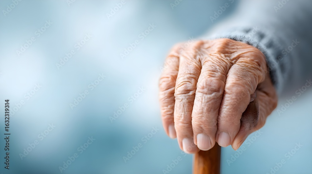 Fototapeta premium Close-Up of Elderly Hand with Textural Skin Details for Medical and Geriatric Visual Content