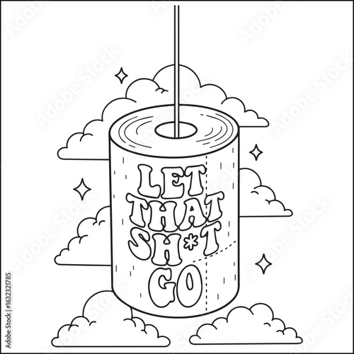 Groovy swear words. Bold and easy coloring pages for adults.