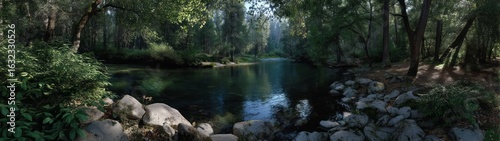 Nature panorama river scene hdr 360 degree view