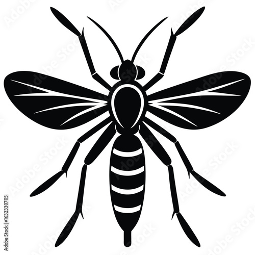 Black Silhouette of a Wasp with Six Legs and Wings insect stinging insect