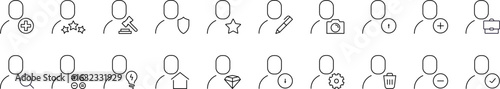 Collection of Signs of User with Various Items Drawn with Thin Line for Graphics, Cards, Web Sites, Apps