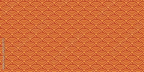 Chinese inspired pattern with repeating semicircles