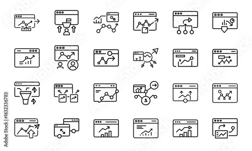 24 SEO and Digital Marketing Line Icons  Analytics, Social Media, Automation, Mobile Ads, Global Marketing, Search Optimization Vector Icon Set for Websites, Apps Online Business Projects 