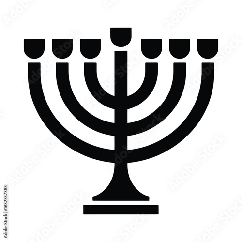 Black silhouette of a seven branched menorah a significant symbol of judaism and jewish culture