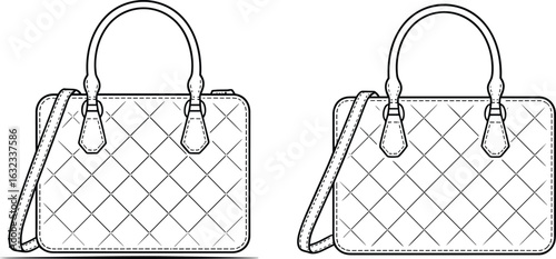 Elegant Handbag Designs, Fashion Accessories, Stylish Purses, Vector Illustration, CAD Drawing, Fashionable Bags, Designer Handbags, Trendy Purses, Fashion Illustration,