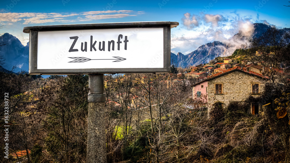 Fototapeta premium Signposts the direct way to Future