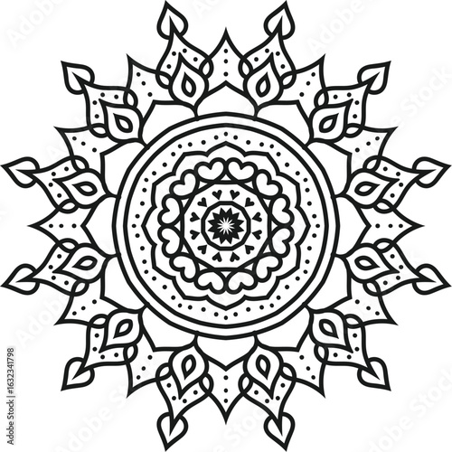 Intricate Mandala Design with Floral and Geometric Elements for Coloring and Decoration vector art
