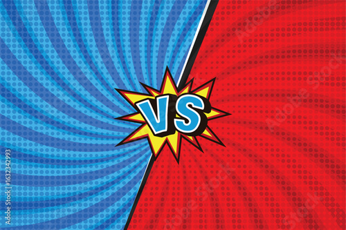 Cartoon Comic Fight Versus Background – Colorful Pop Art Style Vector Illustration with Halftone and Retro Elements