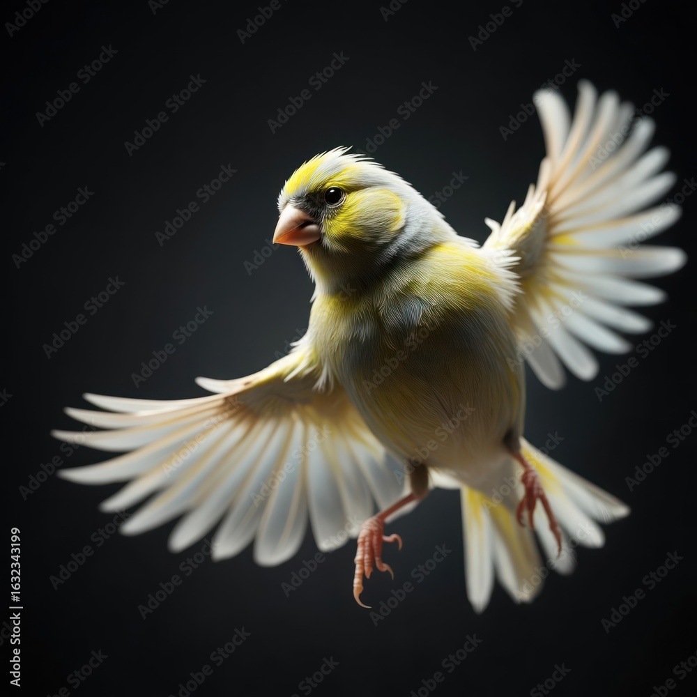 Obraz premium Yellow-white bird in flight