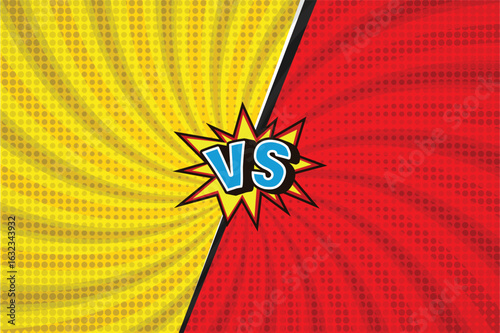 Cartoon Comic Fight Versus Background – Colorful Pop Art Style Vector Illustration with Halftone and Retro Elements