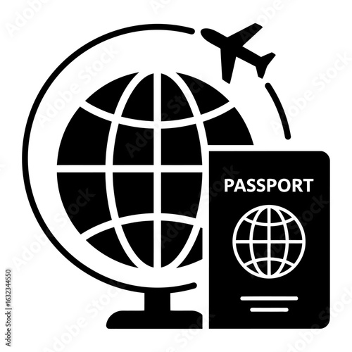 Passport Globe Airplane Travel Icon Minimalist Design
