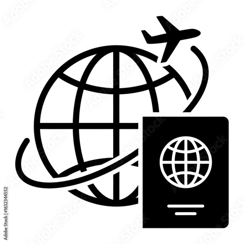 Passport Globe Airplane Travel Icon Minimalist Design