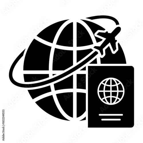 Passport Globe Airplane Travel Icon Minimalist Design
