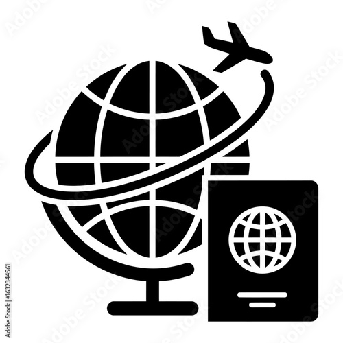 Passport Globe Airplane Travel Icon Minimalist Design