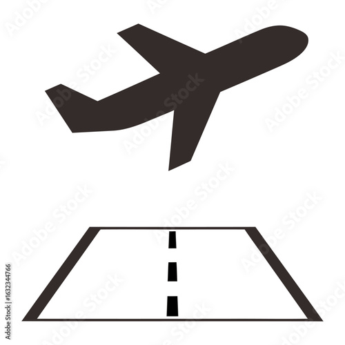 Aviation Ascent A stylized depiction of an airplane soaring gracefully upwards from a runway, suggesting flight, travel, and freedom.