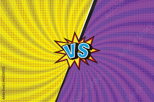 Cartoon Comic Fight Versus Background – Colorful Pop Art Style Vector Illustration with Halftone and Retro Elements