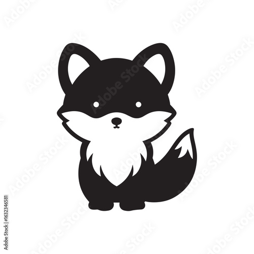 Adorable Baby Arctic Fox Silhouette with Big Head and Chubby Body SVG Clipart for Cricut and Laser Cutting