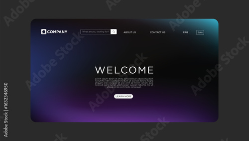 Welcome landing page template for modern business website with sleek design and vibrant color gradient