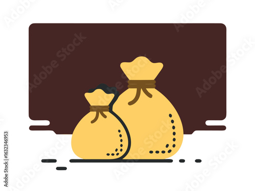 Two tied burlap sacks filled with coal on a white background bags charcoal