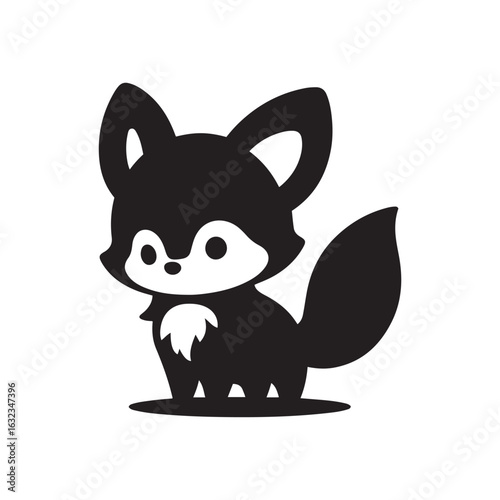 Adorable Baby Arctic Fox Silhouette with Big Head and Chubby Body SVG Clipart for Cricut and Laser Cutting