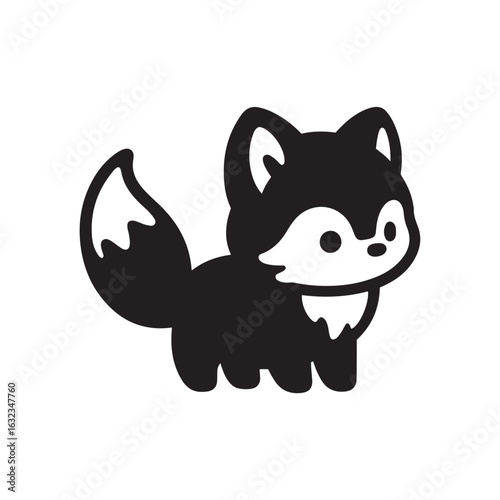 Adorable Baby Arctic Fox Silhouette with Big Head and Chubby Body SVG Clipart for Cricut and Laser Cutting
