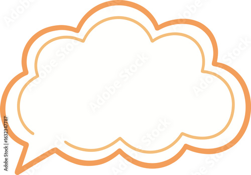 An empty, stylized thought or speech bubble in the shape of a cloud, with a simple outline design, in a graphic resource style.