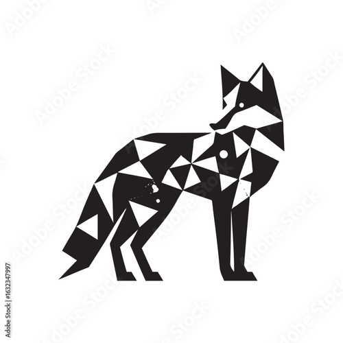 Tribal Arctic Fox Silhouette with Decorative Swirls Curved Lines and Cutout Patterns Perfect for Cricut and