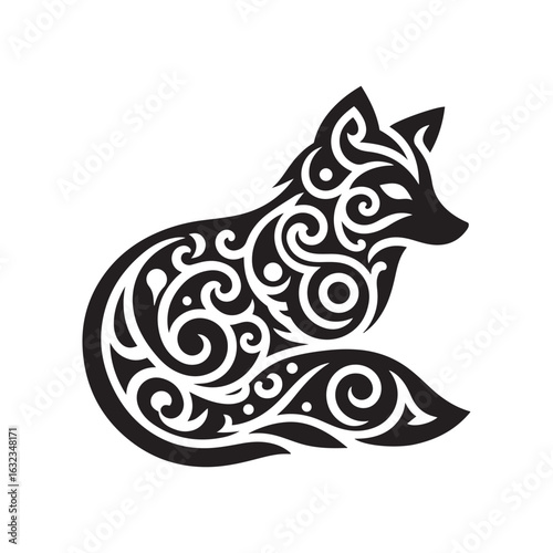 Minimalist Arctic Fox Silhouette with Solid Clean Lines Perfect for Cricut and Laser Cutting Projects