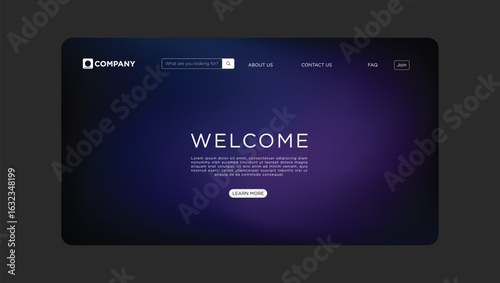 Modern website template showcasing a sleek and inviting welcome message with a clean interface