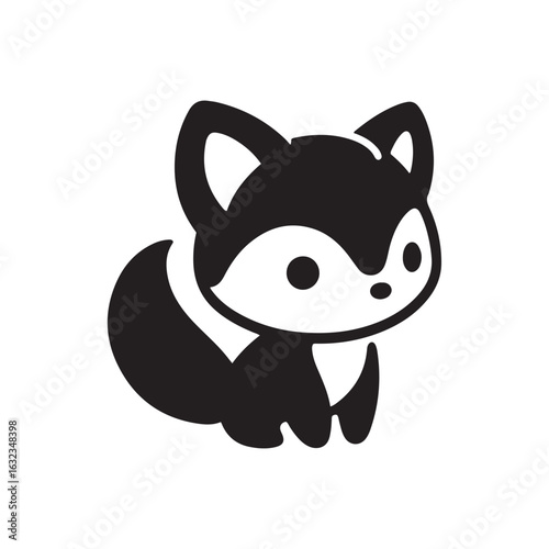 Adorable Baby Arctic Fox Silhouette with Big Head and Chubby Body SVG Clipart for Cricut and Laser Cutting
