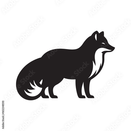 Solid Black Arctic Fox Silhouette Vector Design Isolated on White Perfect for Cricut Laser Cutting and Craft Projects