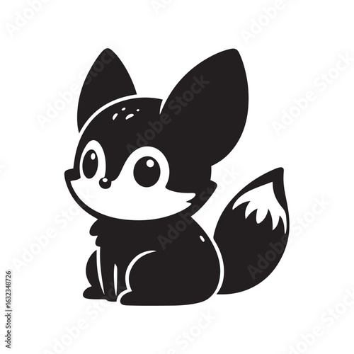 Adorable Baby Arctic Fox Silhouette with Big Head and Chubby Body SVG Clipart for Cricut and Laser Cutting