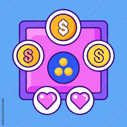 Digital donation interface concept featuring glowing gold coins and a clean modern user experience design for fundraising platforms and applications