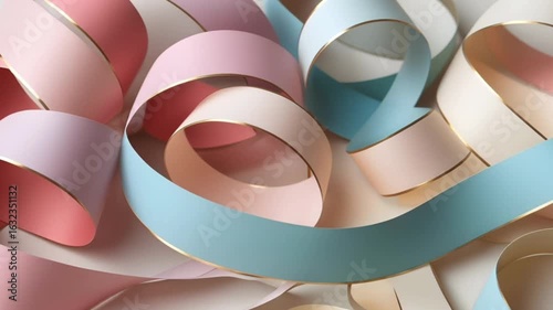 colorful abstract background, colorful flowing ribbons in pink blue and beige shades for use in design, backgrounds, or creative projects