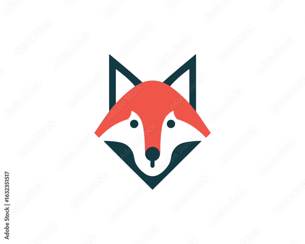 Obraz premium Geometric Fox Head Vector Illustration in a Minimalist