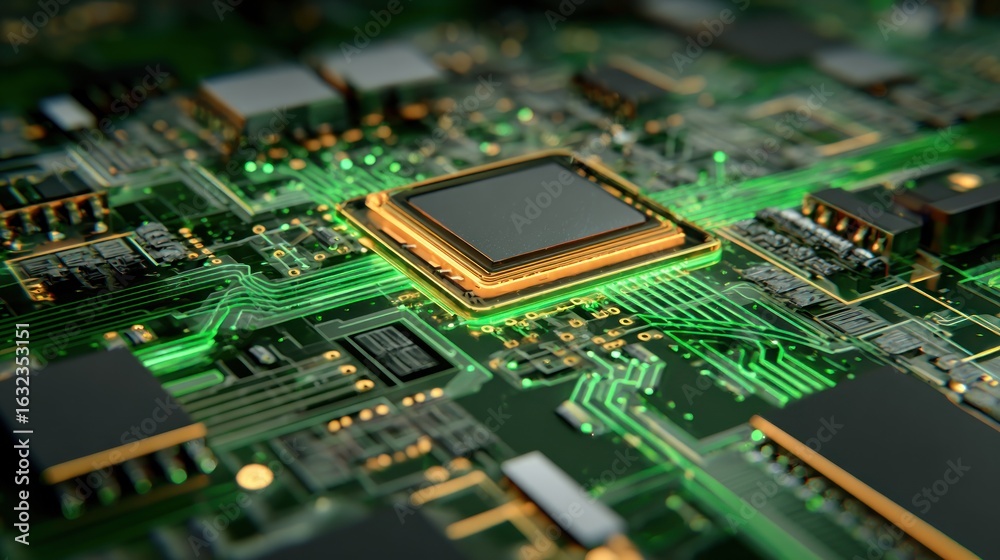 Obraz premium Close-up circuit board with processor