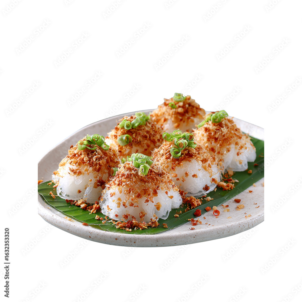 Delicious Banh Beo - Vietnamese Steamed Rice Cakes with Crispy Topping Delicious Banh Beo - Vietnamese Steamed Rice Cakes with Crispy Topping