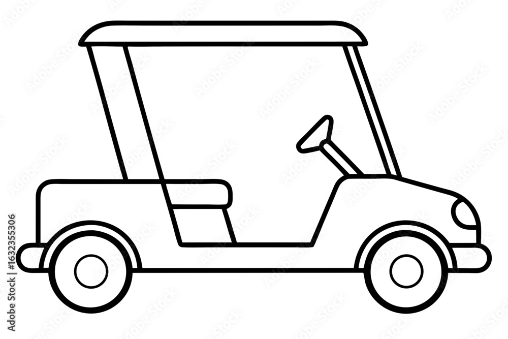 Fototapeta premium golf cart outline vector, golf car line art