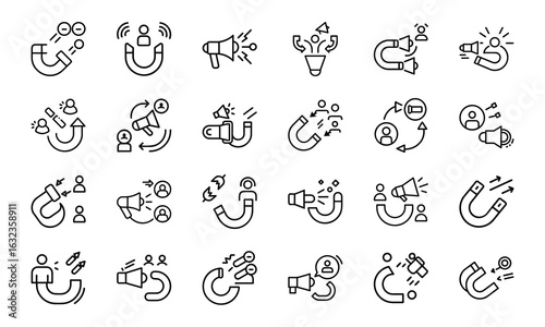 24 SEO and Digital Marketing Line Icons  Analytics, Social Media, Automation, Mobile Ads, Global Marketing, Search Optimization Vector Icon Set for Websites, Apps Online Business Projects 