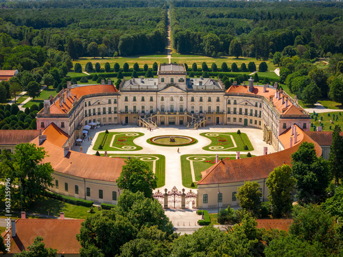 Tableau sur toile Aerial photo of Esterhazy castle in Ferton town, in countryside western Hungary, Europe