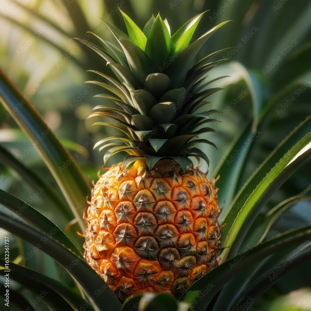 Obraz premium Pineapple on its plant