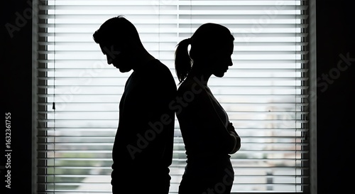 Wallpaper Mural Couple silhouette standing back to back depicting conflict and separation Torontodigital.ca
