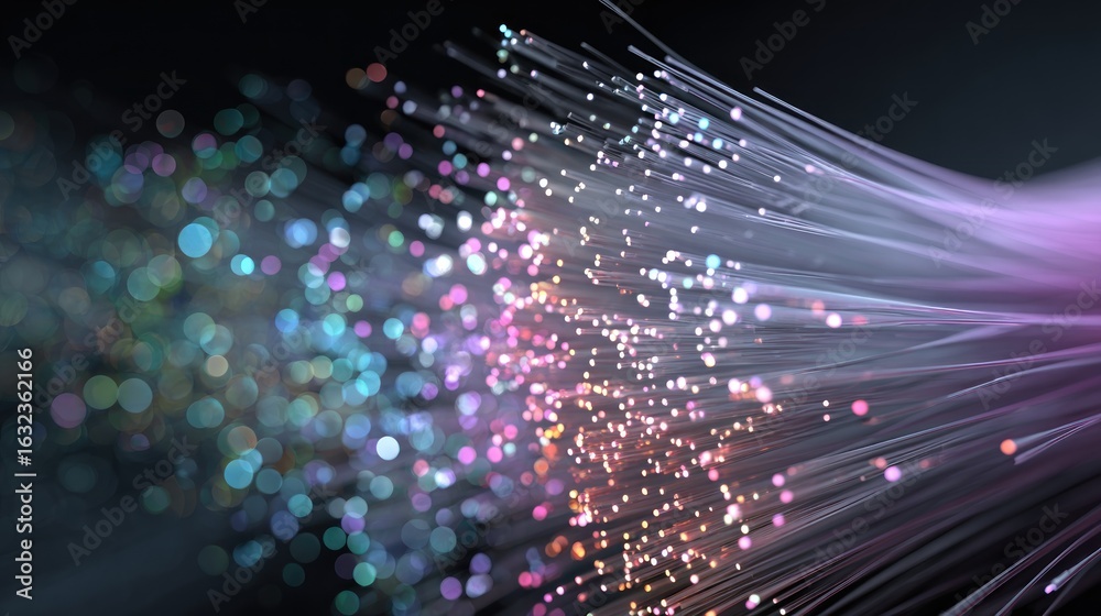 Fototapeta premium Abstract fiber optic cable, vibrant light