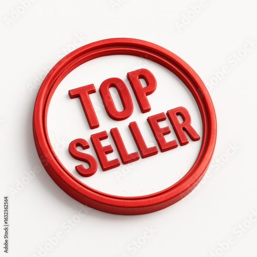 Free Download Red circular badge with three dimensional red text reading TOP SELLER on a white background - GFXLoad